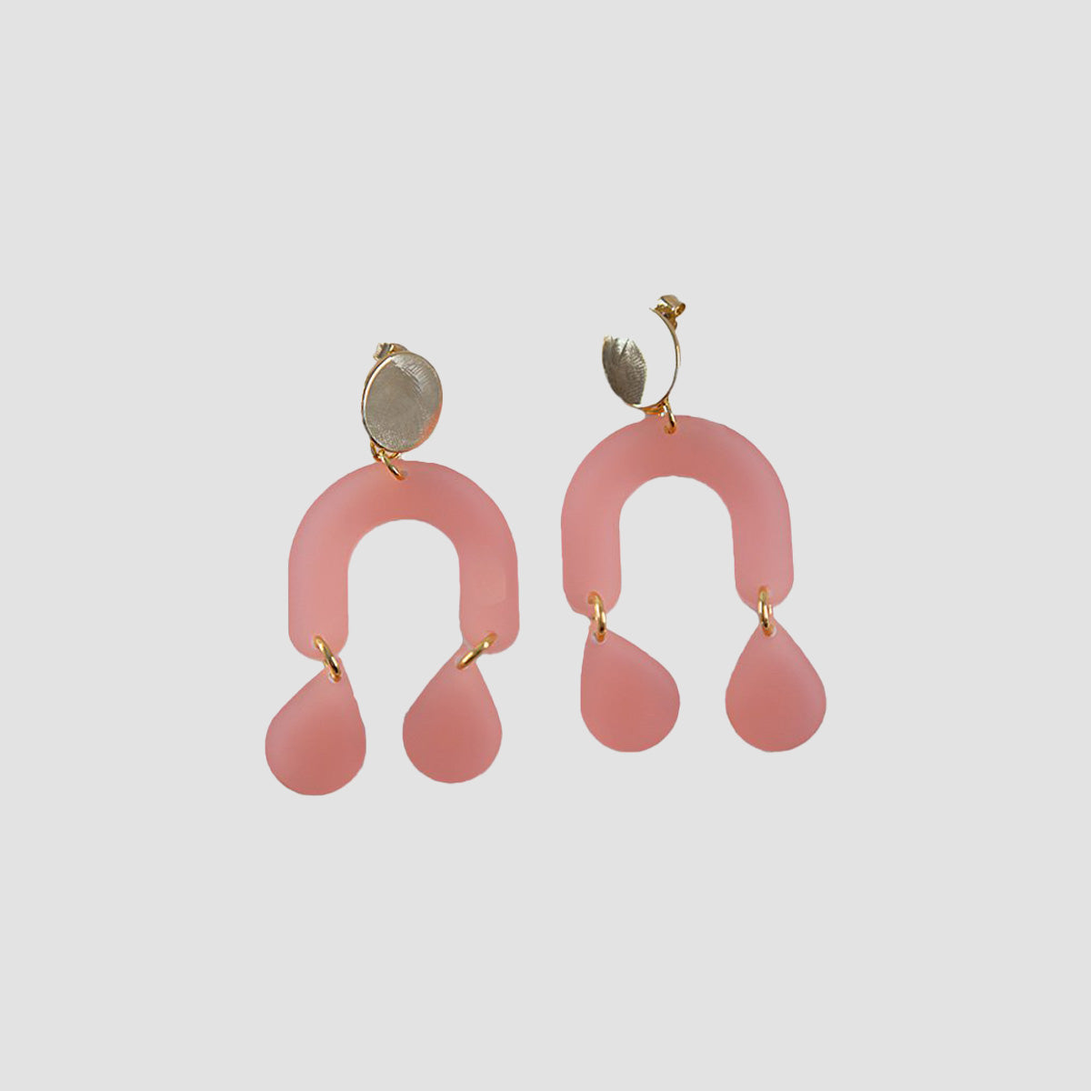 Frosted Light Pink Raindrop Earrings