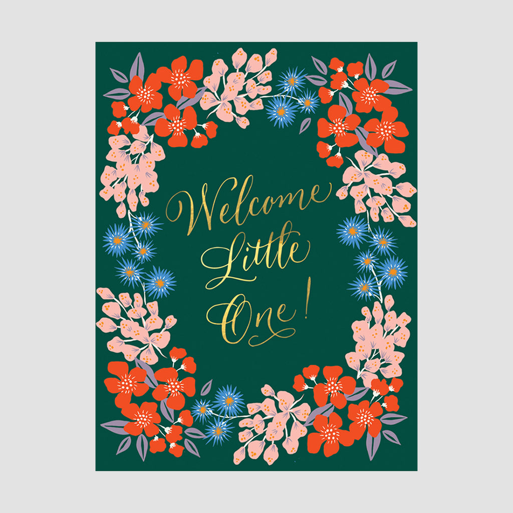 Welcome Little One (Floral Wreath) Card