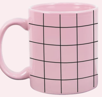Grid Ceramic Mug - Pink
